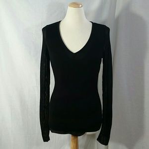 Ann Taylor black blouse sheer with lining
